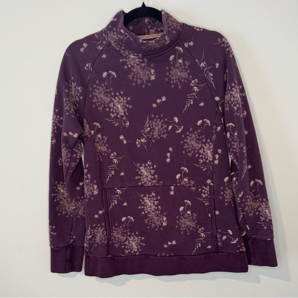 Lands’ End Floral Cowl Neck Sweatshirt Purple Size XS (2–4)